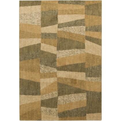  25' Asymmetrical Horizons Biege and Green Shed-Free Area Throw Rug