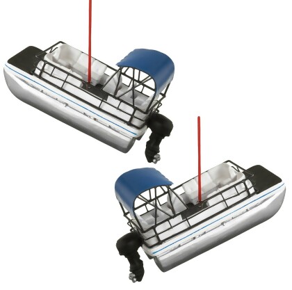 River Fishing Pontoon Party Boat Holiday Ornaments Set of 2 Midwest 