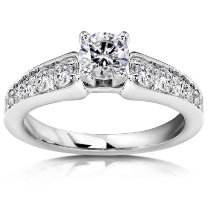 ... 4CT Diamond Engagement Ring Channel Set 14 Karat White Gold Size (4-9
