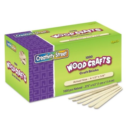 Natural Wood Craft Sticks, 4 1/2 X 3/8, Natural Wood, 1000/Box