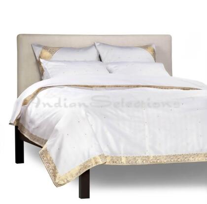 White Gold-5 Piece Handmade Sari Duvet Cover Set with Pillow Covers ...
