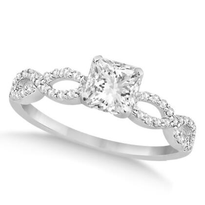 Infinity Princess Cut Diamond Engagement Ring 14k White Gold (0.75ct)