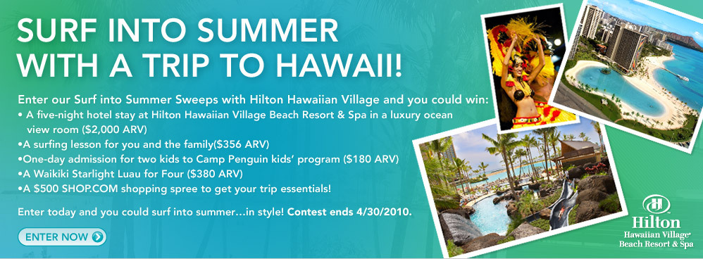 Win a Hawaiian vacation from Hilton's Hawaiian Village